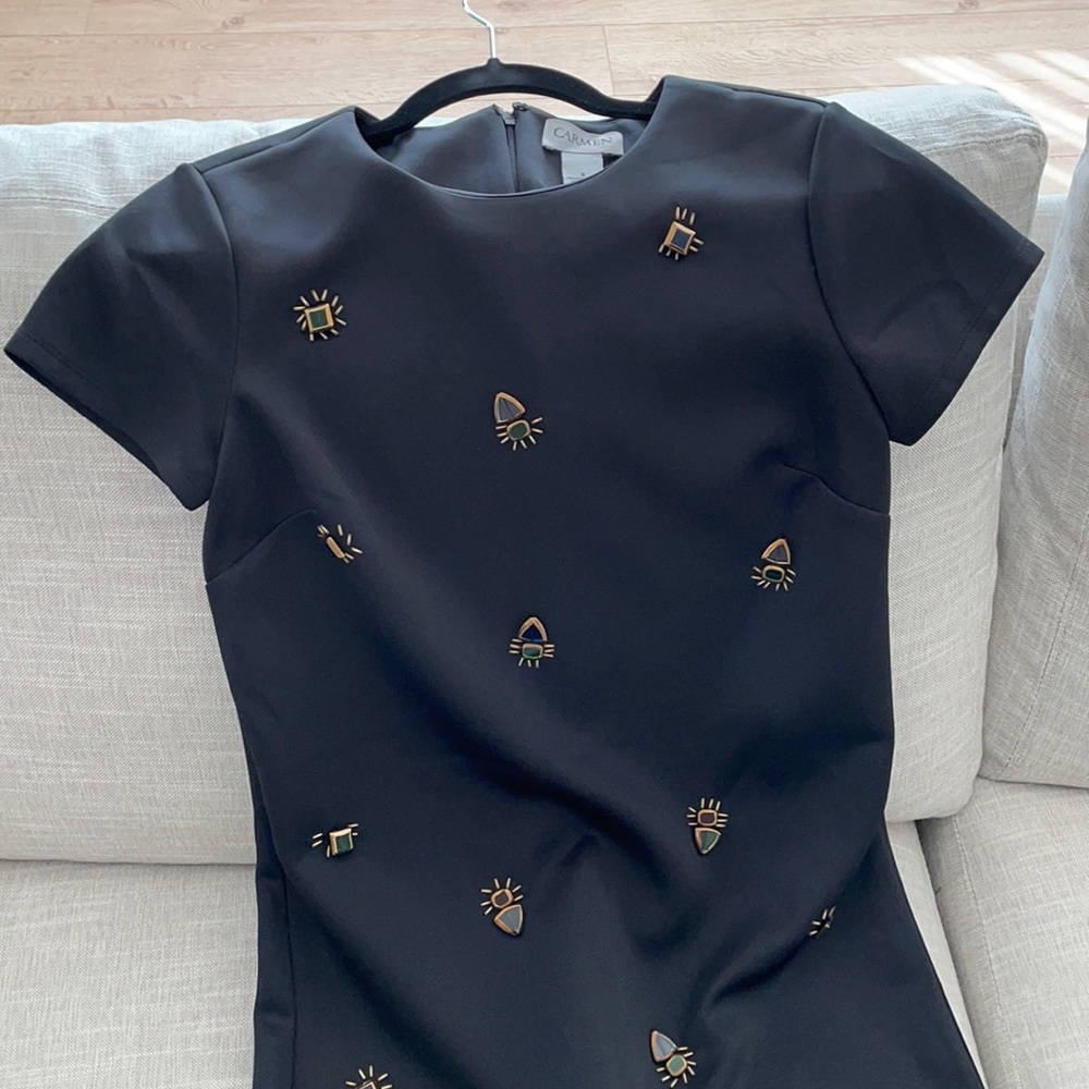Perfect for evening parties! Carmen Marc Valvo dress with embellished stones.